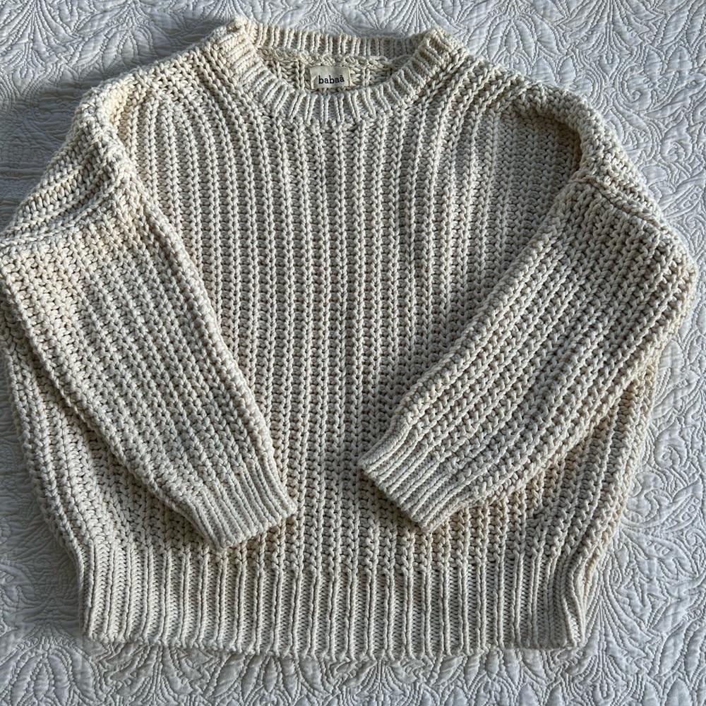 Babaa no 18 Natural Chunky Knit Crew Neck Sweater